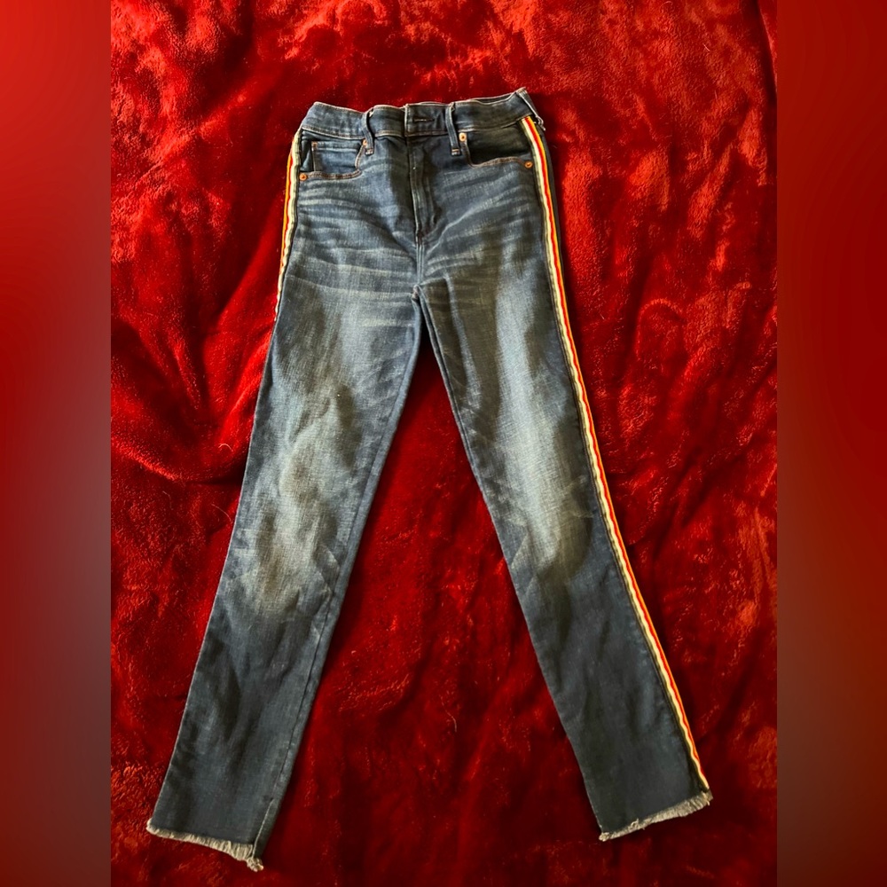 Abercrombie & Fitch Simone High Rise Ankle Jeans with Stripes